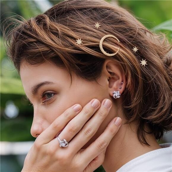 Anthropologie Gold Celestial Hair Clips - Picture 4 of 4